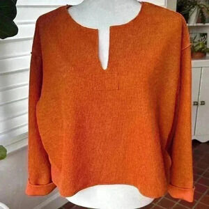 Urban Outfitter Jax Inside Out Notch Neck Top cuff long sleeve Size XS
